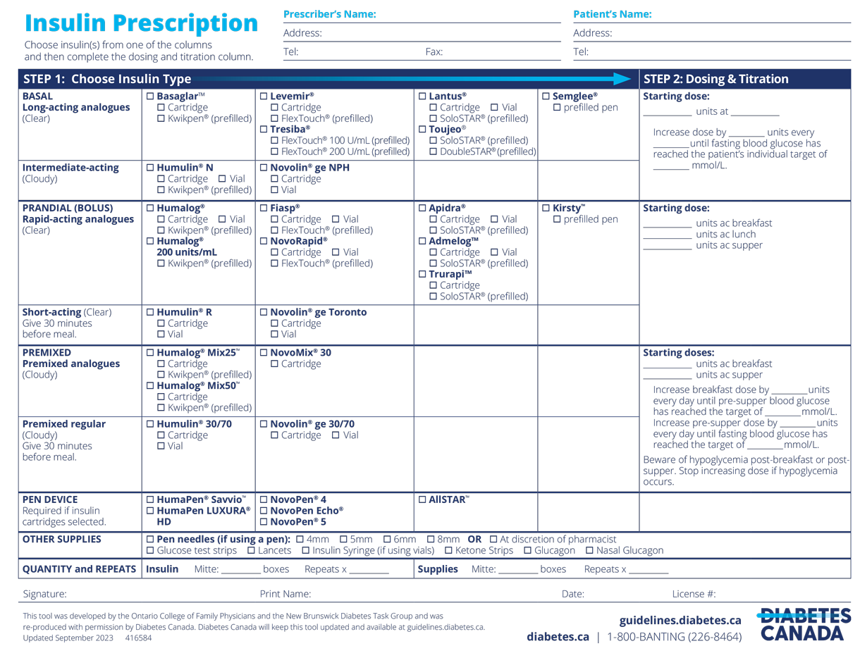 Insulin prescription tool page 1